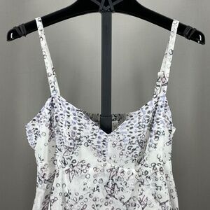 CAbi White and Gray Patterned Tank Top